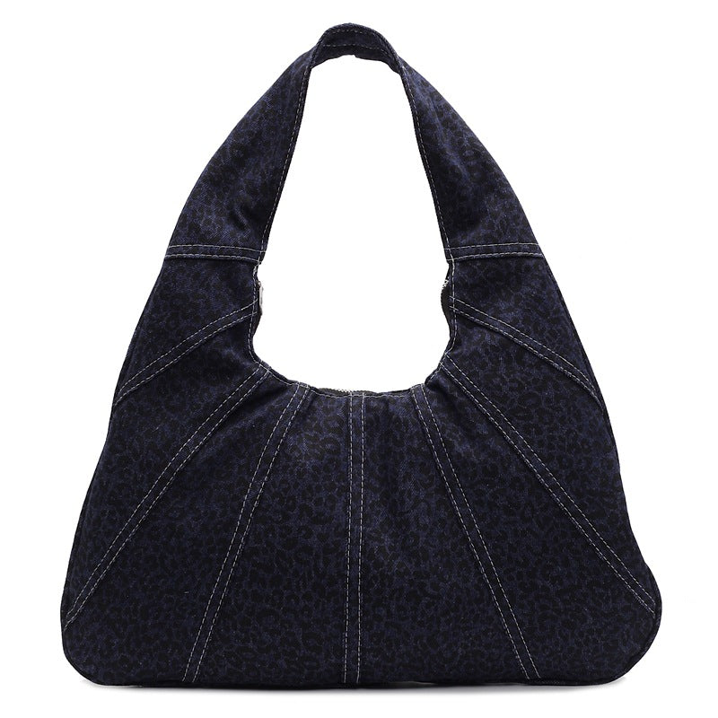 Women's Large Capacity Denim Commuter Underarm Portable Tote Bags