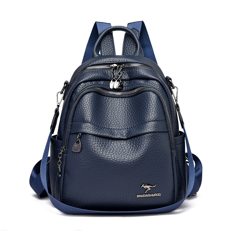 Women's Soft Leather Fashion Mom Portable Traveling Large Women's Backpack