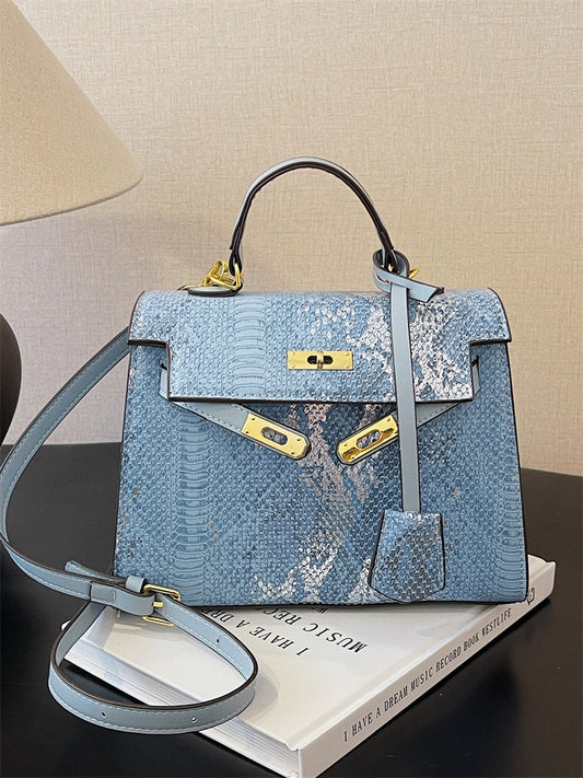 Women's Retro Fashion Snake Pattern Portable Kelly Bags