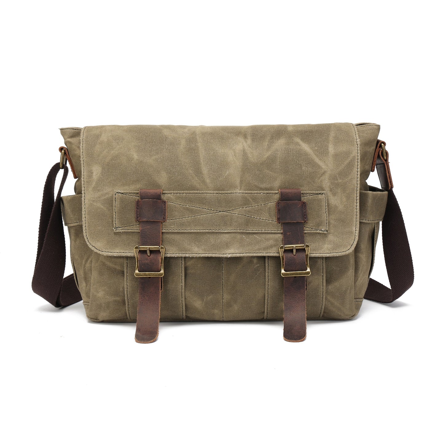 Retro Waxed Large Capacity Portable Contrast Color Fashion Men's Messenger Bag