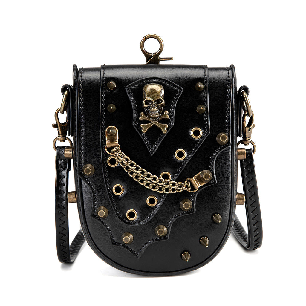 Women's Medieval Contrast Color Leather Industrial Retro Small Square Bags