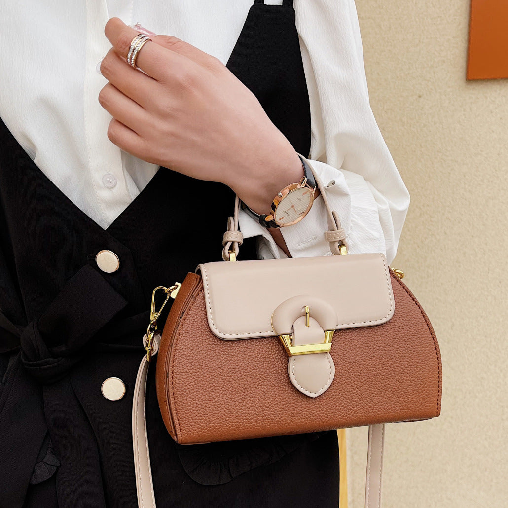 Women's Retro Color Contrast Patchwork Niche Design Women's Handbag