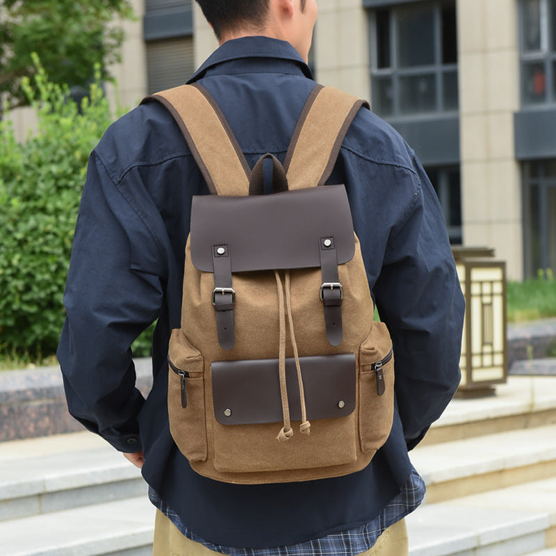 Men's Source Simple Canvas Large Capacity Retro Backpacks