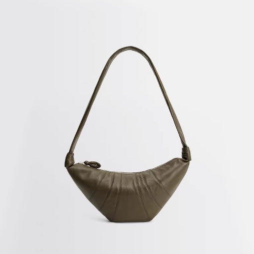 Women's Layer Cowhide Croissant Korean Style Design Women's Messenger Bag