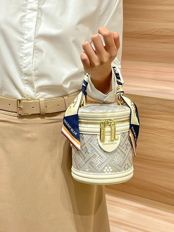 Jin Ethnic Style Creative Fortune Chinese Embroidery Round Bucket Bags