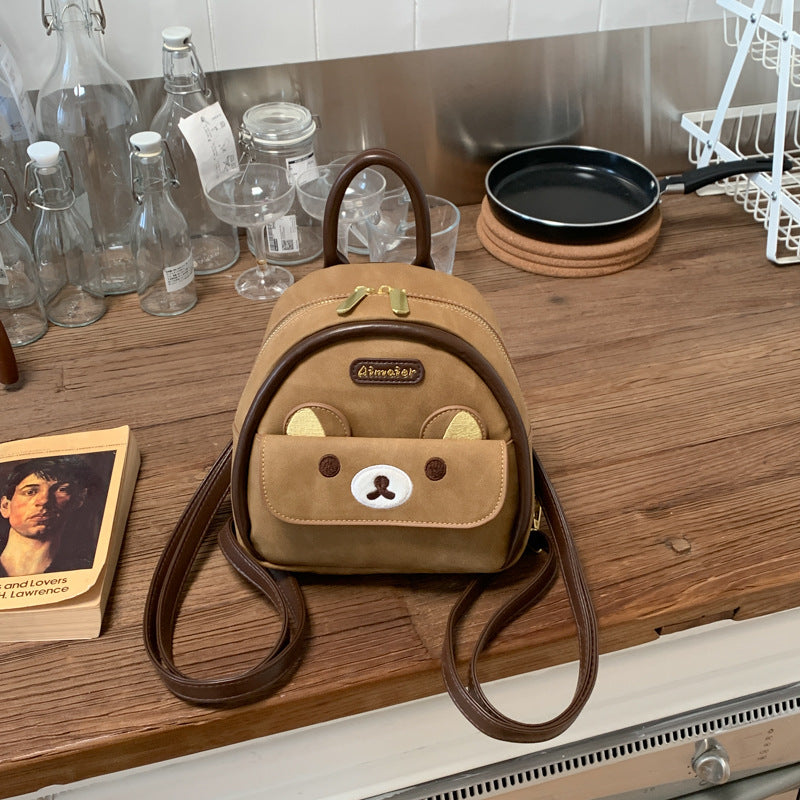 Cute Cartoon Bear Female Niche Retro Backpacks