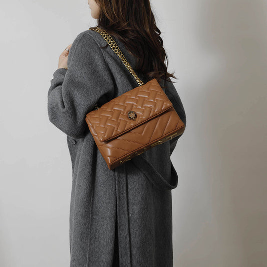 Women's Texture Rhombus Embroidery Thread Single Eagle Women's Messenger Bag