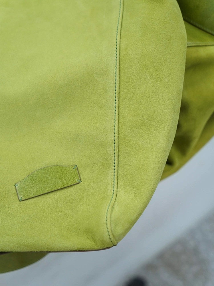 Women's Green Soft Leather Large Capacity Light Luxury Minority High-grade Women's Shoulder Bag