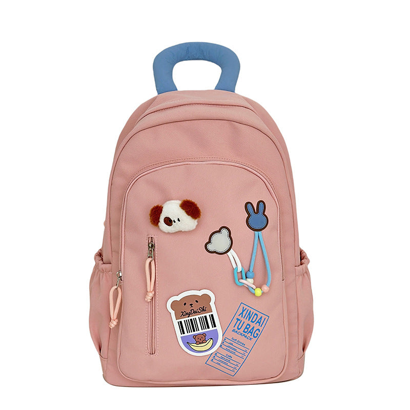 Style Good-looking Early Solid Color High College Western Leisure Backpack