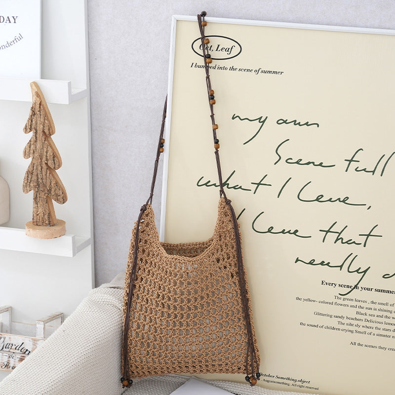 Idle Style Hollow Straw Large Capacity Hand-woven Vacation Women's Shoulder Bag