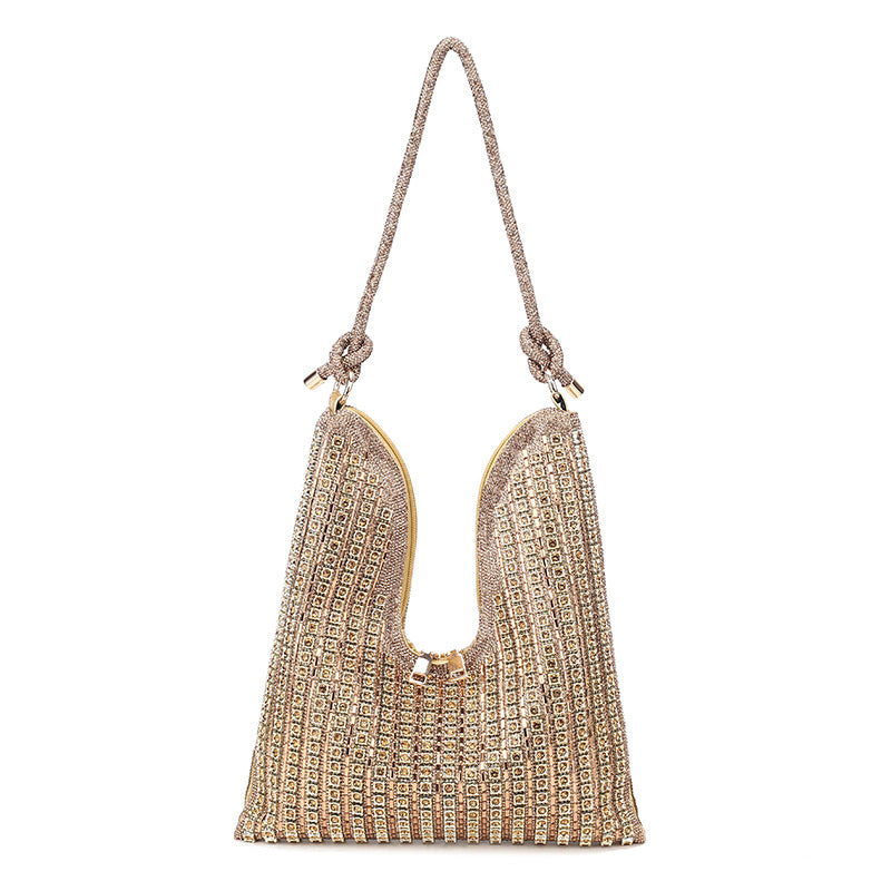 Women's Full Diamond Rhinestone Chain Shiny Portable Bucket Bags