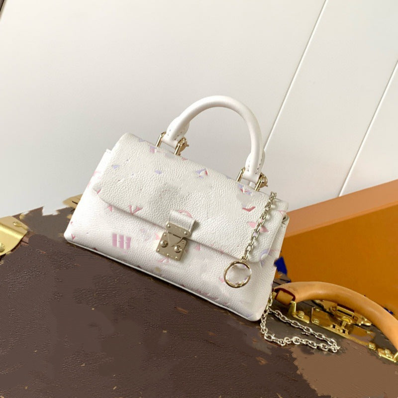 White Gradient Color Cowhide Dyed Elegant Women's Shoulder Bag