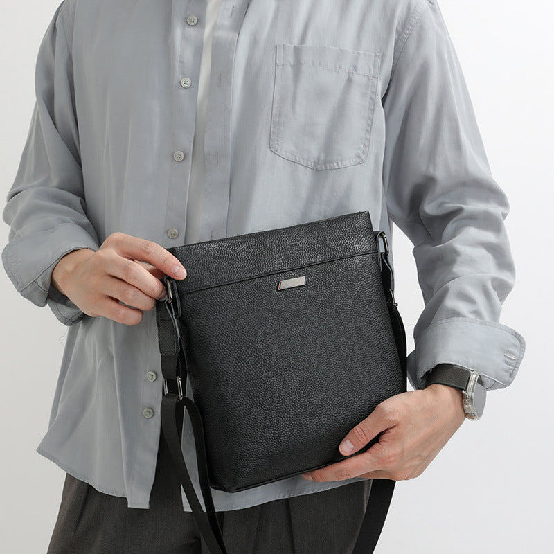 Men's First Layer Cowhide Genuine Leather Vertical Commuter Lightweight Bags