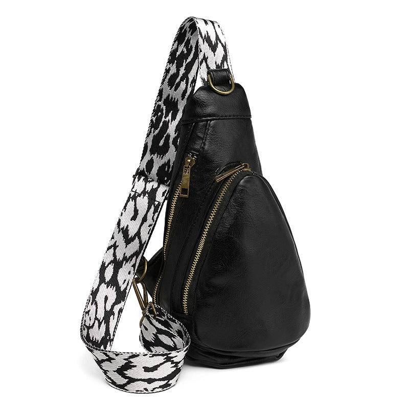 Comfortable Retro Diamond Patterns Leopard Strap Women's Messenger Bag