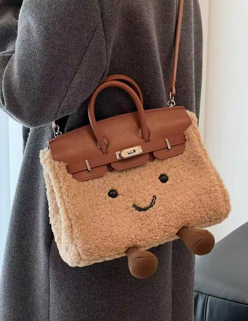 Design Style Doll Knock Cute Plush Women's Handbag
