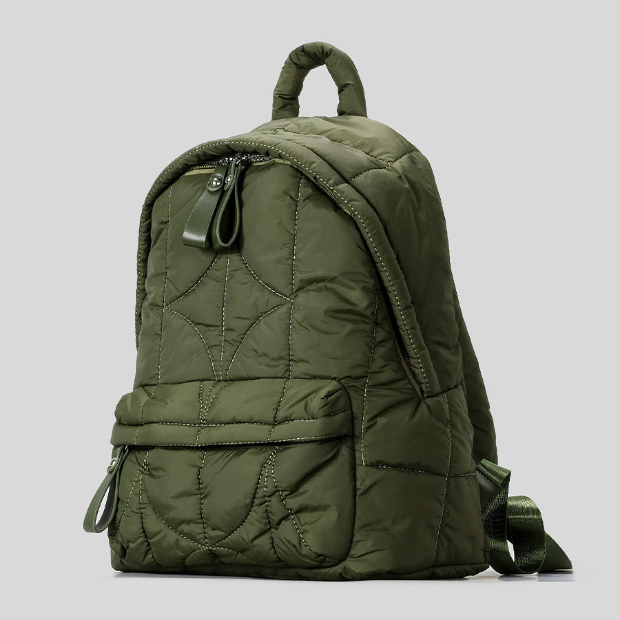 Women's Rhombus Quilted Feeding Cotton Nylon Puff Backpacks