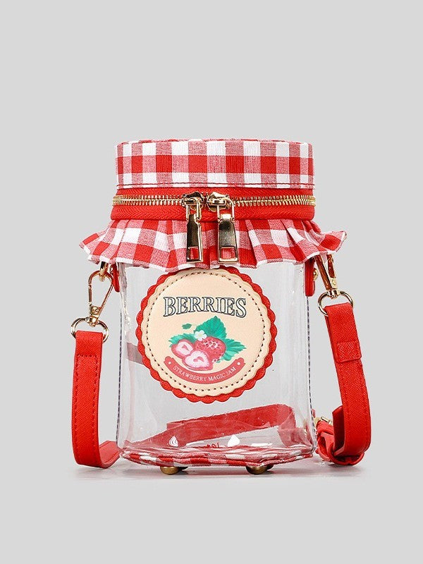 Design Cute Strawberry Jam Heart Creative Transparent Women's Messenger Bag