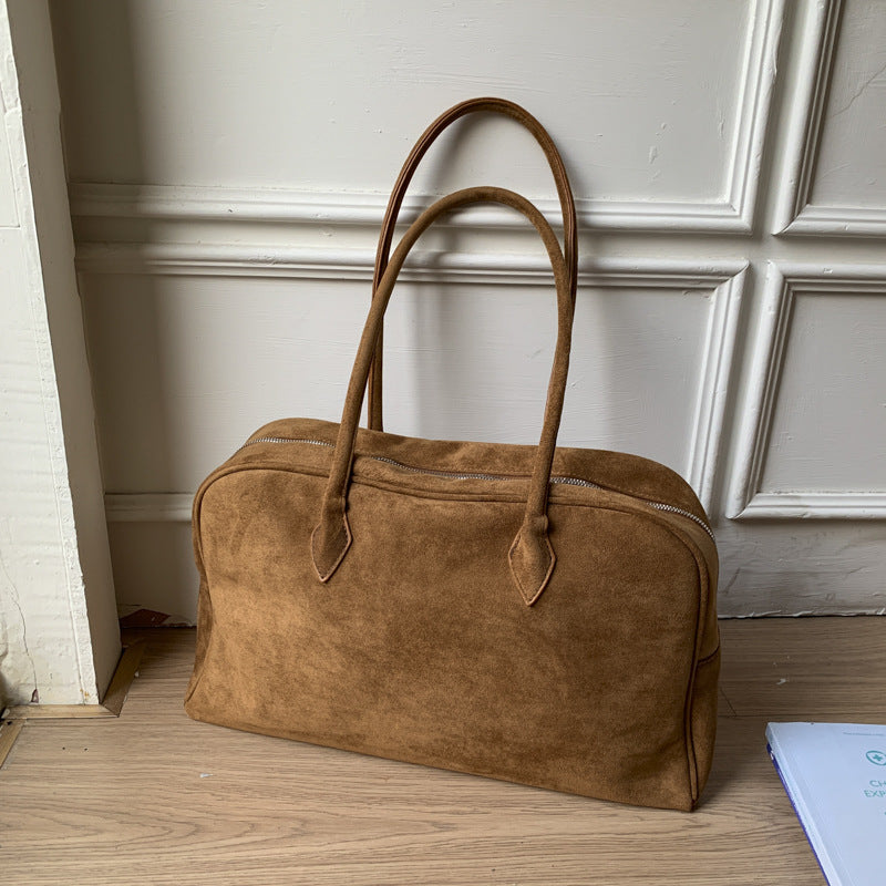 Women's Suede Frosted Vintage Boston Large Capacity Tote Bag