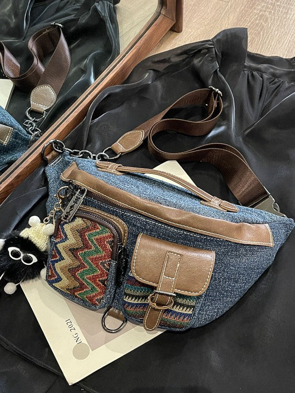 Denim Sail Ethnic Embroidery Trend Dumpling Bags