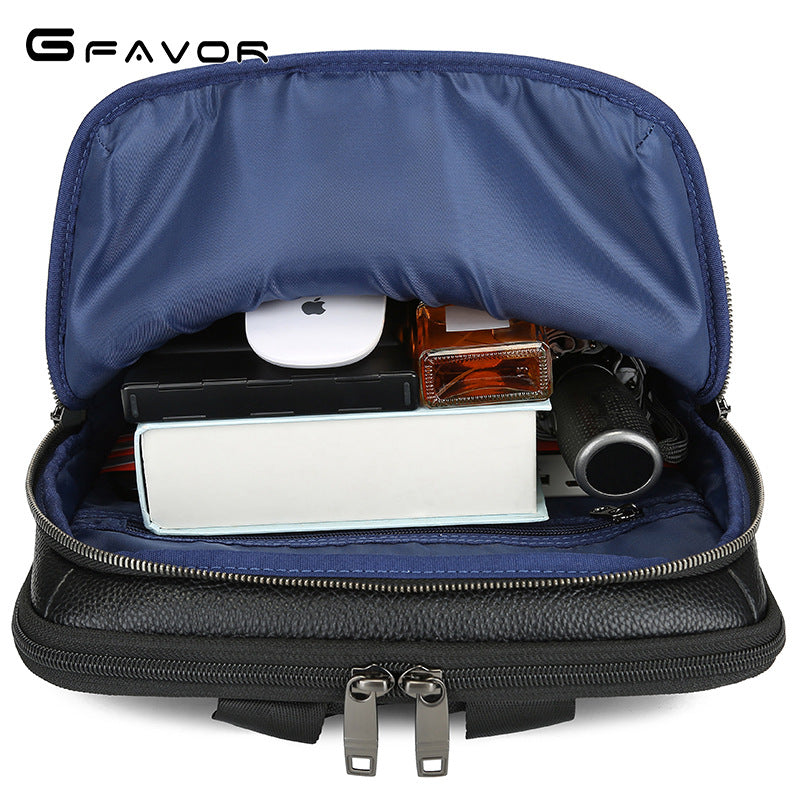 Men's Leather Independent Computer Warehouse Portable Fixed Business Backpack