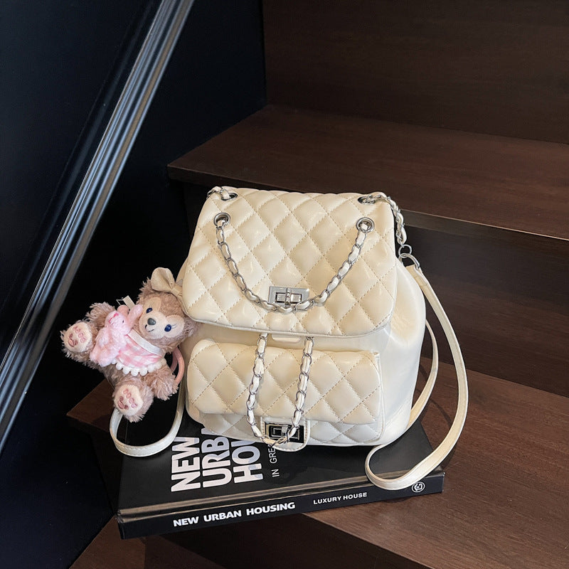 Women's Classic Style Rhombus Chain Trendy Niche Backpacks