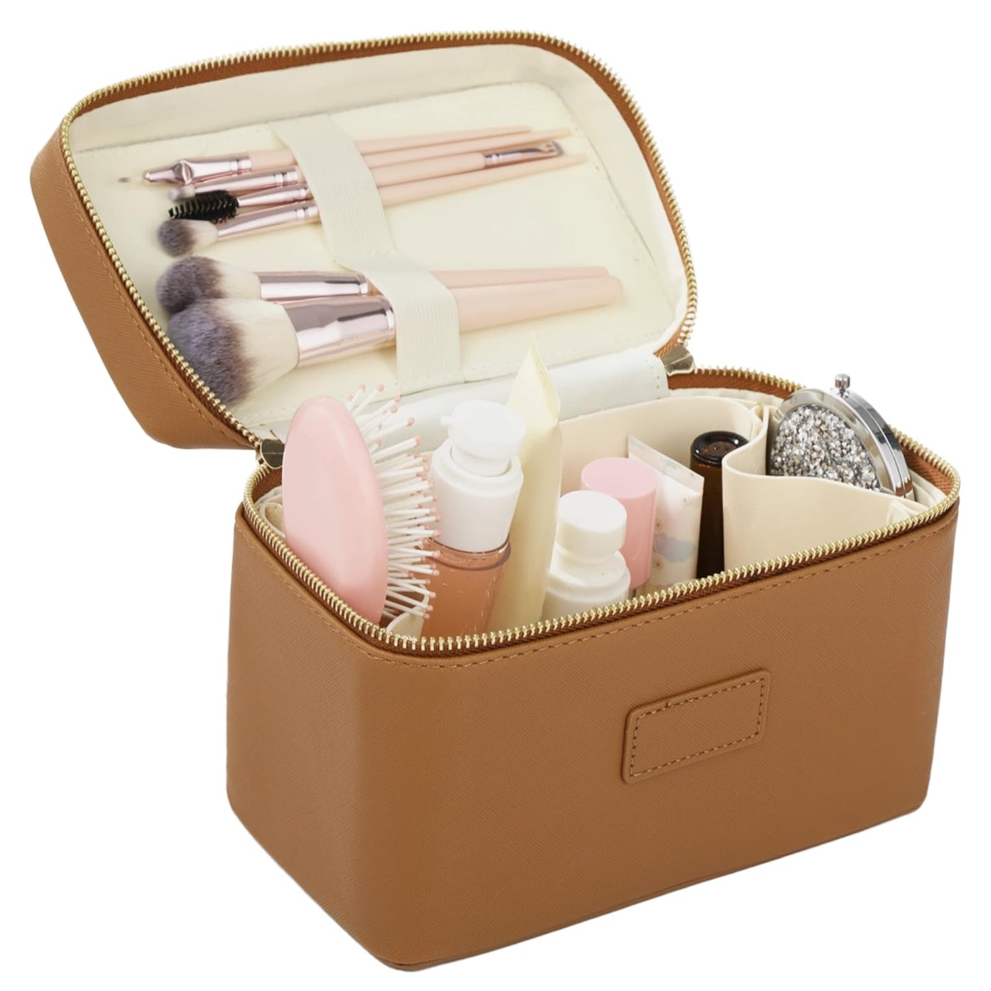 Partition Portable Large Capacity Leather Classification Makeup Bag