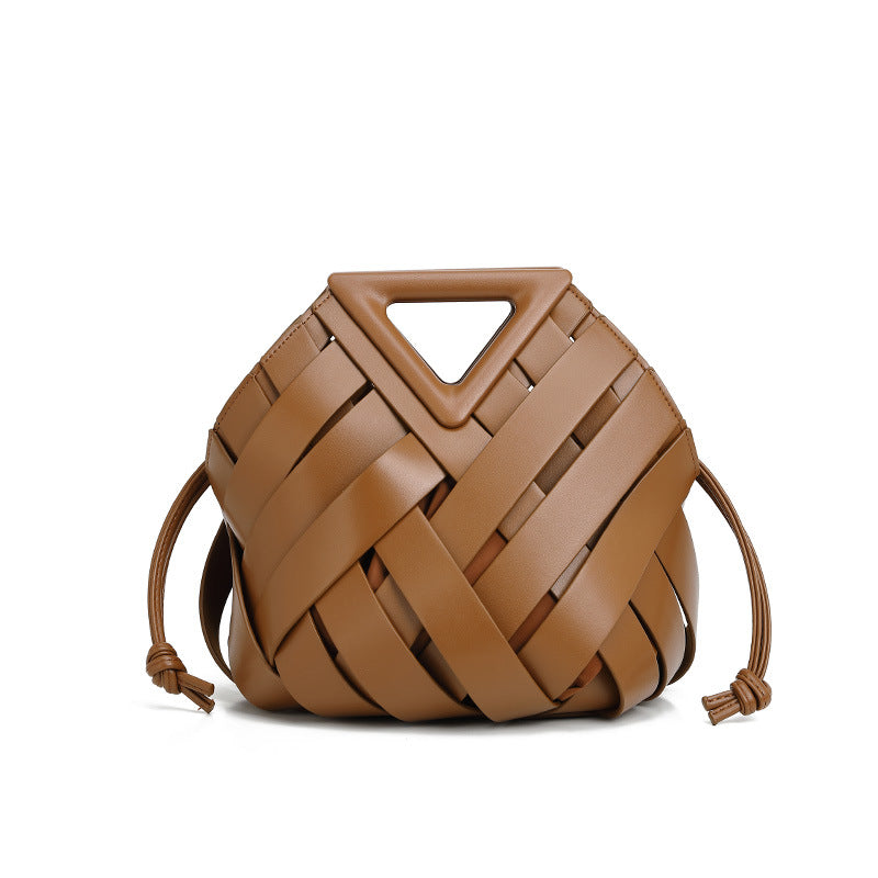 Women's Basket Magnetic Fashion Triangle Woven Clip Large Women's Handbag