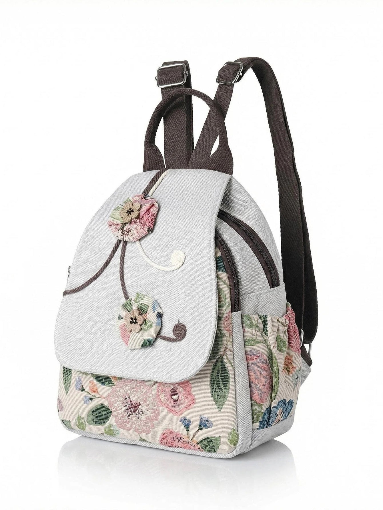 Ethnic Style Embroidered Female Canvas Fabric Leisure Backpack