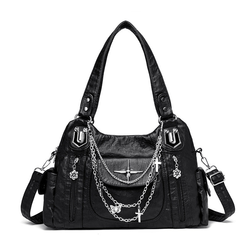 Women's Retro Washed Unique Hot Fan Bike Packet Large Capacity Women's Handbag