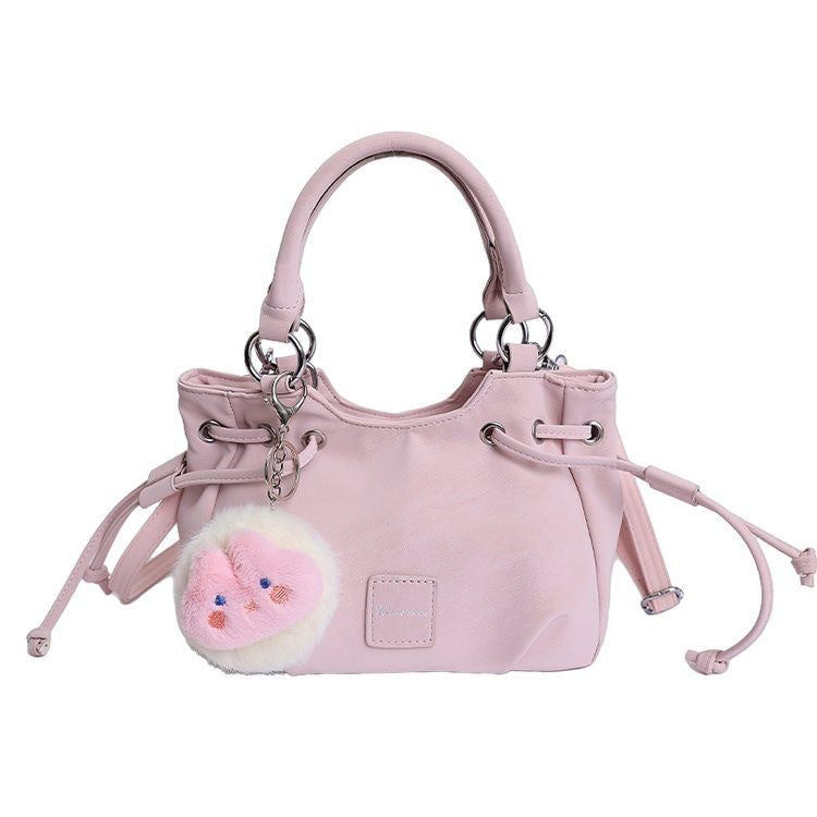 Women's Korean Style Solid Color Drawstring Design Fashion Simple Bags