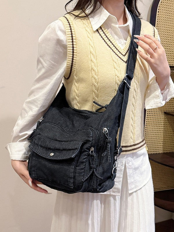 Innovative Fashion Women's Commuter Textured Denim Bucket Bags