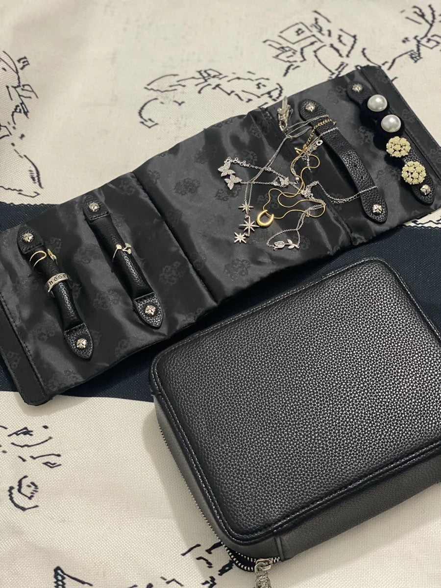 Women's Leather Large Capacity Portable Cross Jewelry Watch Storage Bags