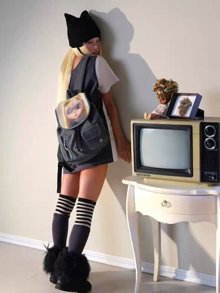 Gothic Style Large Capacity Niche Cartoon Women's Backpack