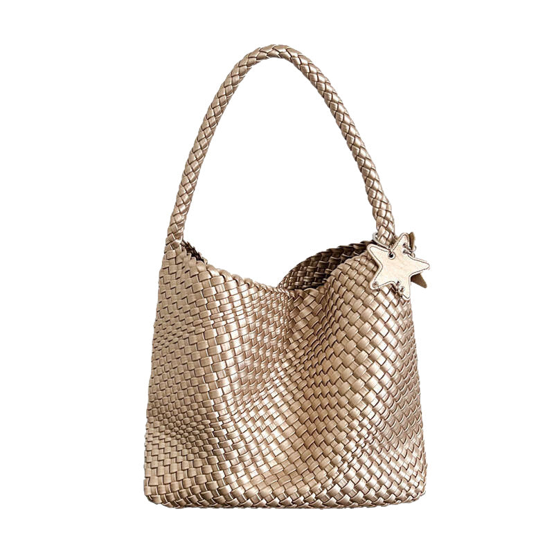Women's Gun Champagne Woven Large Capacity High-grade Women's Shoulder Bag