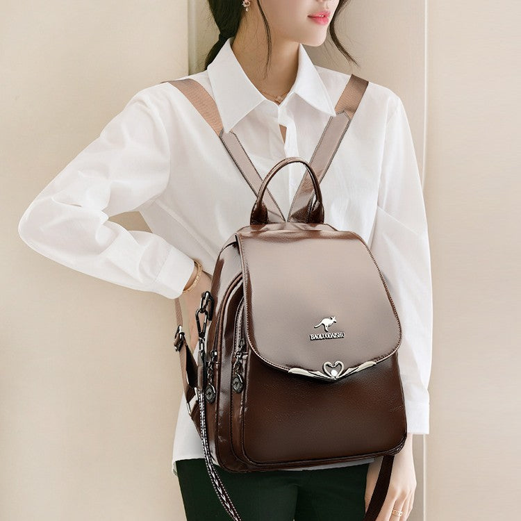 Women's Large Capacity Soft Leather Multipurpose Mother Single Women's Backpack