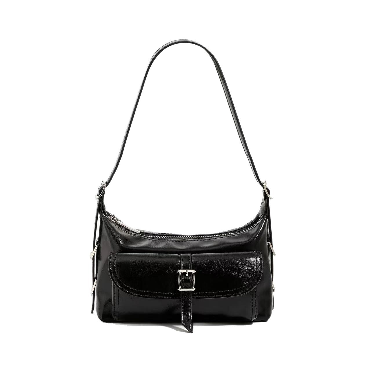 Women's Retro Oil Wax Skin Fashion Motorcycle Underarm Bag