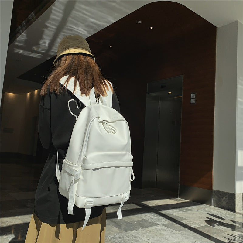 Men's Color Leather Female Versatile Large Capacity Backpacks