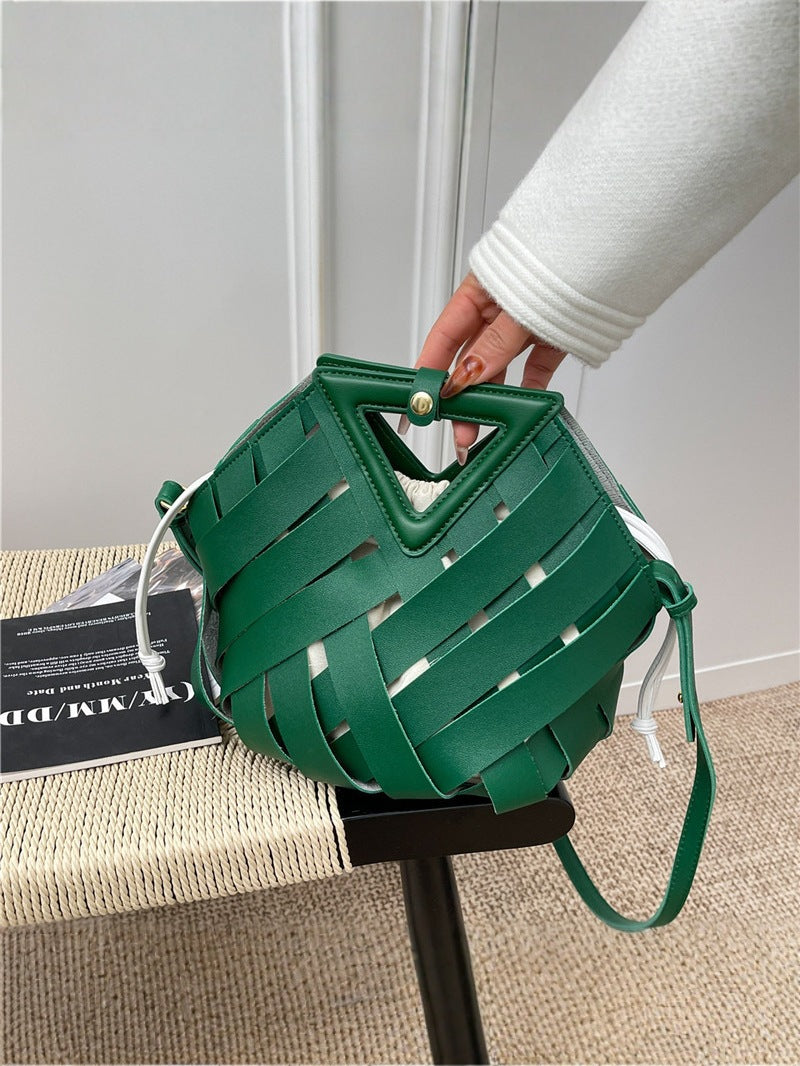 Women's Woven Fashion Triangle Magnetic Snap Commute Design Bags