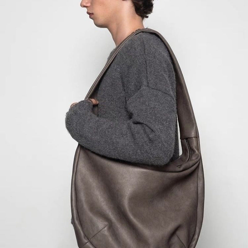 Classy Washed Mottled Pleated Leather Hobo Bags