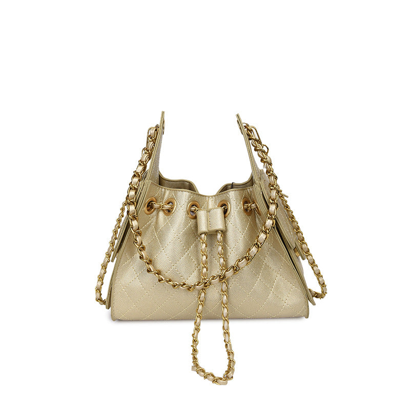Daily Feeling Rhombus Drawstring Female Classic Bucket Bag