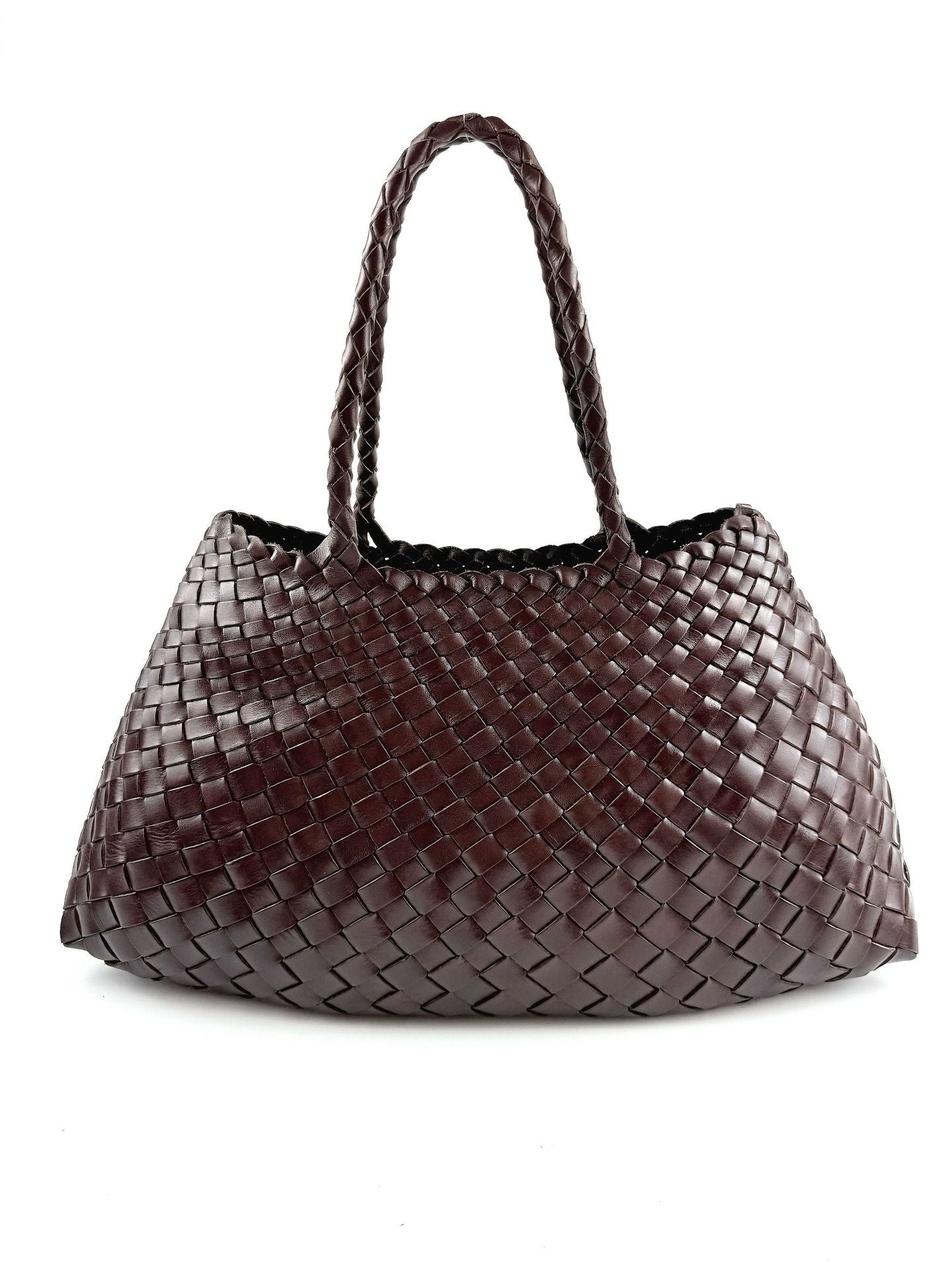 Women's Large Woven First Layer Cowhide Boat Genuine Leather Portable Urban Bags