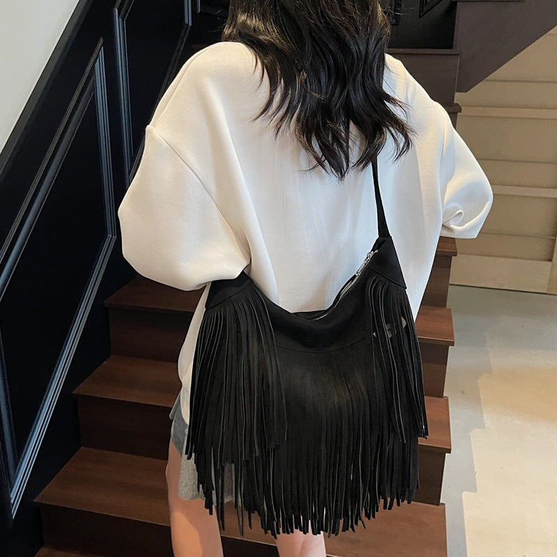Matte Texture Tassel Underarm Fashion Hot Large Women's Messenger Bag