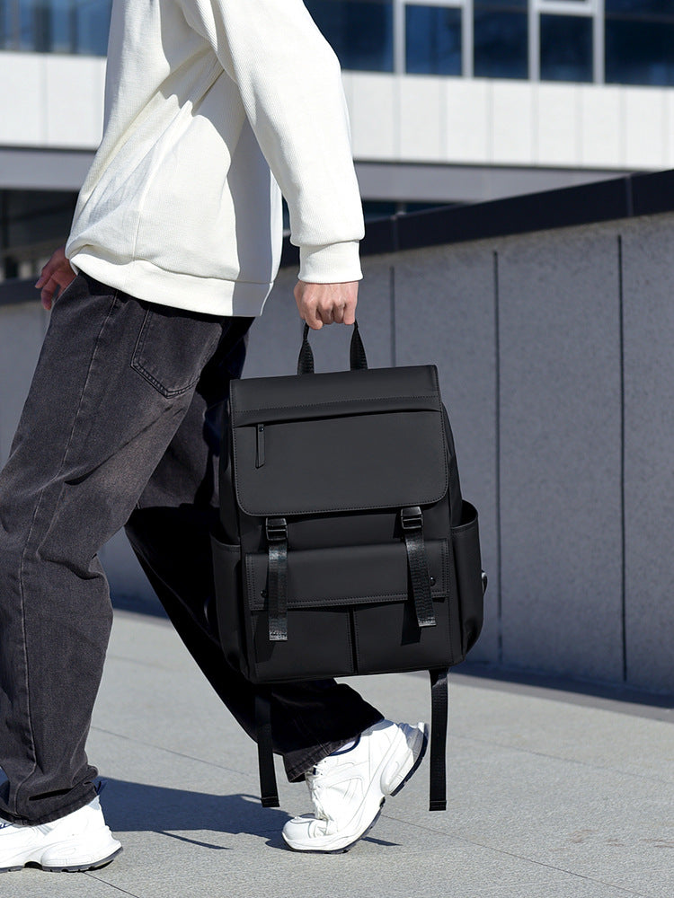 Men's Double Computer Business Commuter Korean Style Derm Leisure Backpack
