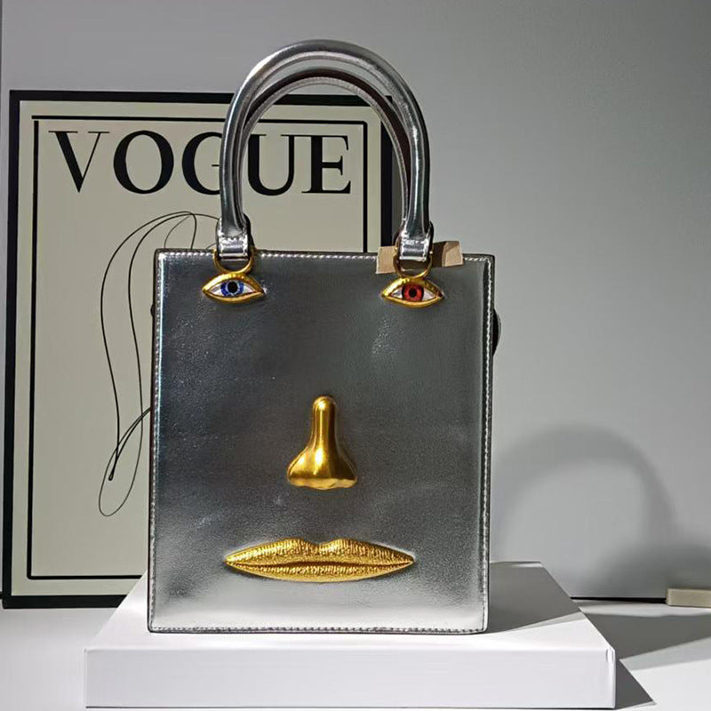 Women's Face Smiling Plain Cattle Leather Fashion Women's Handbag