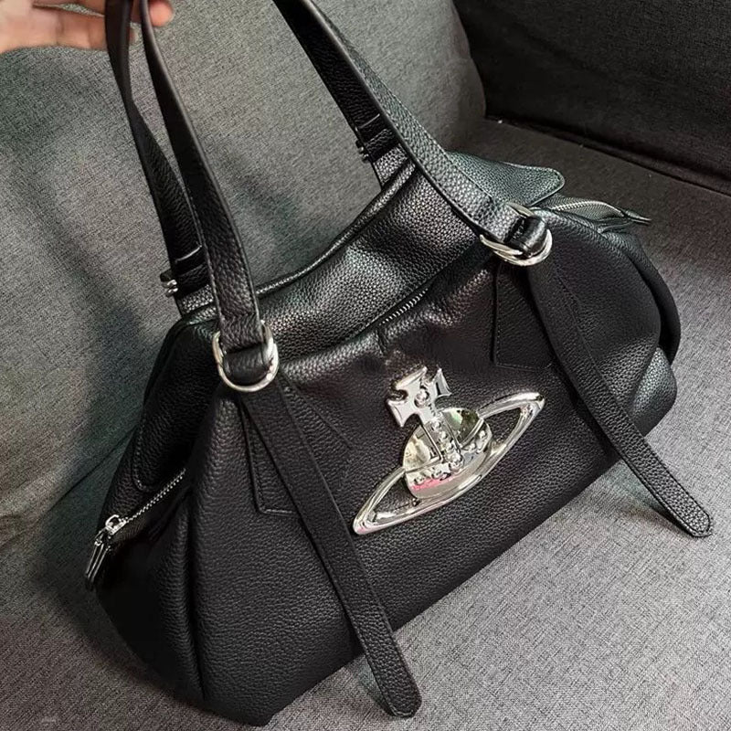 Niche Dowager Ancient Saturn Soft Leather Large Capacity Women's Handbag
