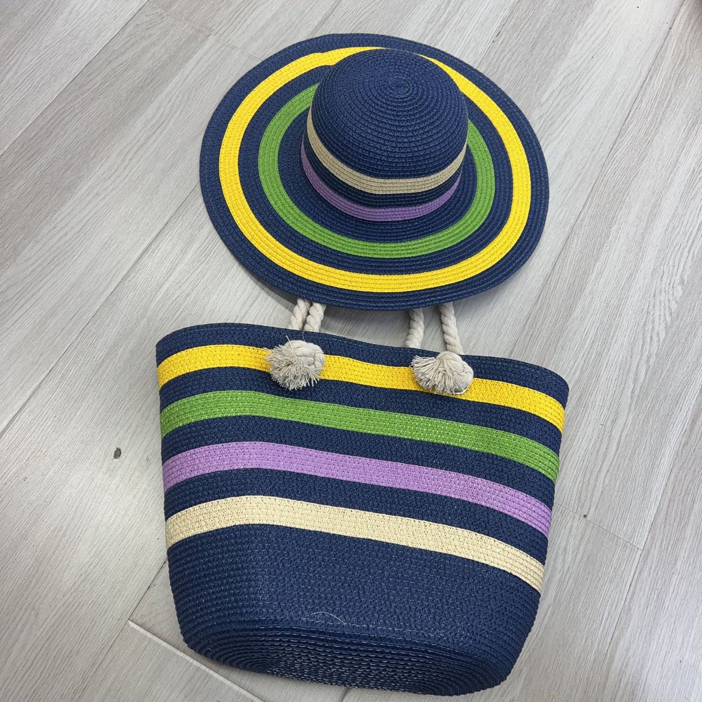 Summer Lady Colored Mosaic Beach Straw Tote Bag