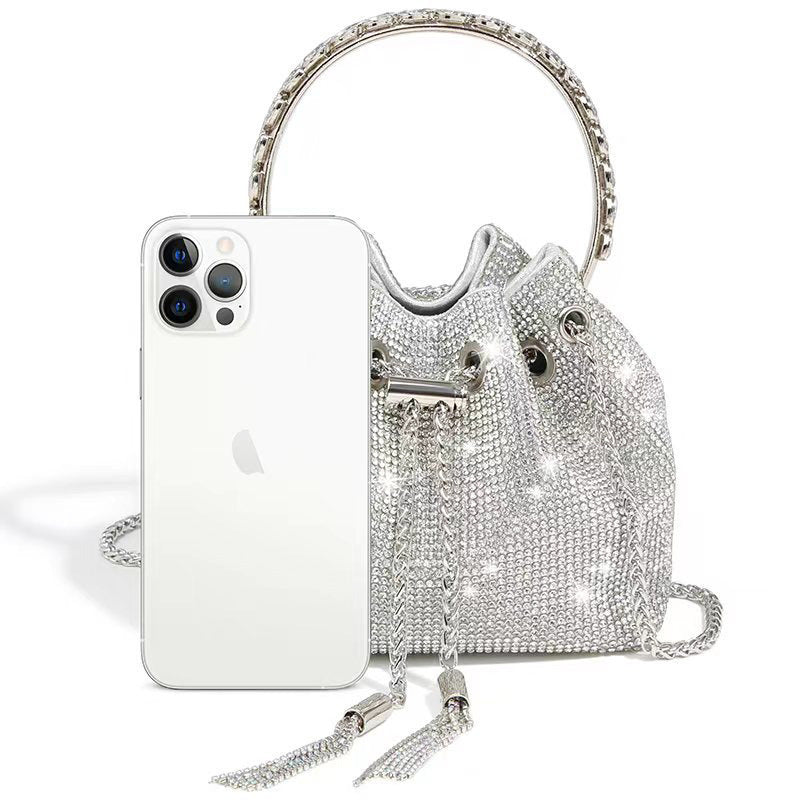 Retro Live Broadcast Rhinestone Hand Portable Women's Messenger Bag