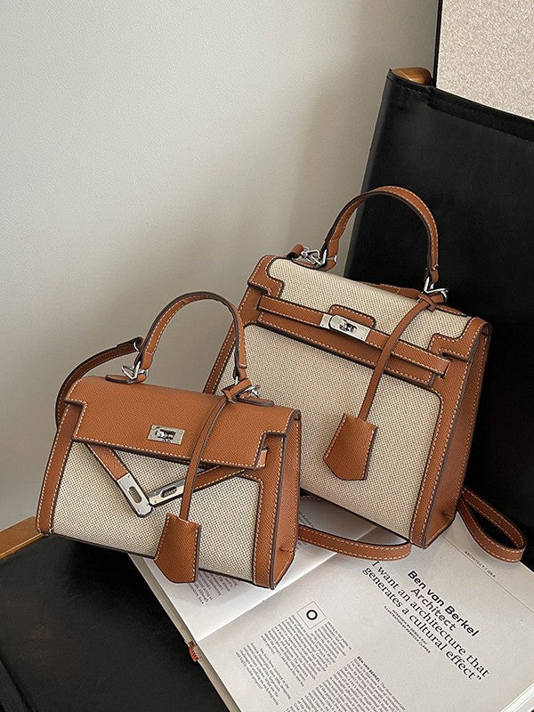 Women's High-grade Retro Portable Kelly Linen Stitching Bags