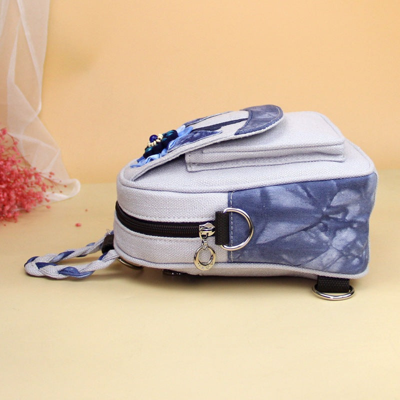 Multifunctional Fabric Flower Mini National Fashion Women's Backpack