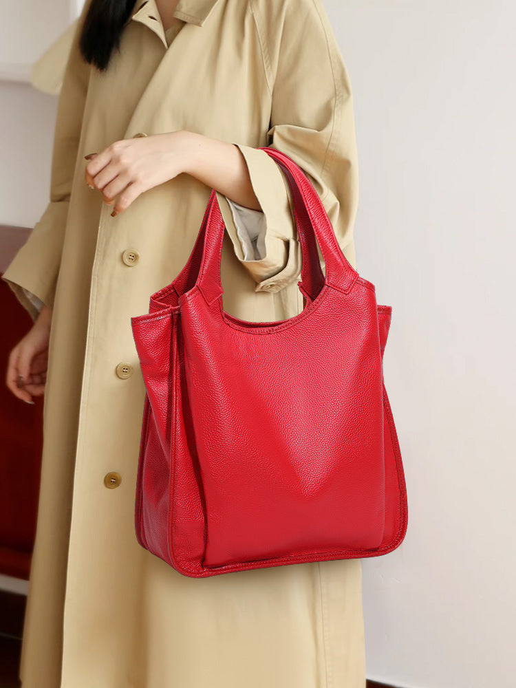Women's Top Layer Cowhide Leather Fashion Large Women's Shoulder Bag